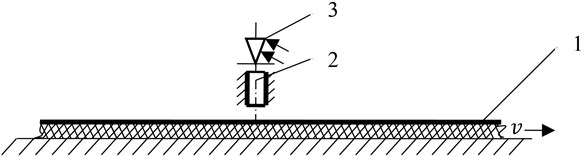 Schematic representation of measurement of morphology of the surface of flock material, where: 1 – flock material, 2 – tube, 3 – photodiode