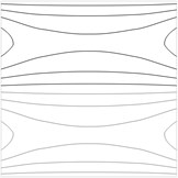 Contour plots of the transverse displacement for the upper plane for the a) first eigenmode, b) second eigenmode, …, j) tenth eigenmode when a= 0 m