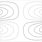 Contour plots of the transverse displacement for the upper plane for the a) first eigenmode, b) second eigenmode, …, j) tenth eigenmode when a= 0 m