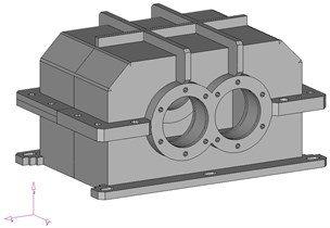 The modified models of gear housing: a) geometrical, b) numerical