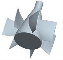 Three dimensional model: a) impeller, b) guide vane