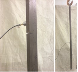 a) Hammer modal testing on the free-free beam, b) FRFs from the hammer test