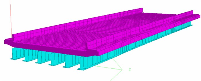 Finite element model of bridge deck