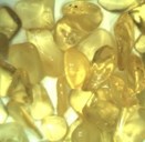 Types of amber: a) crystal, b) semi-crystal, c) mat, d) sugary, e) white