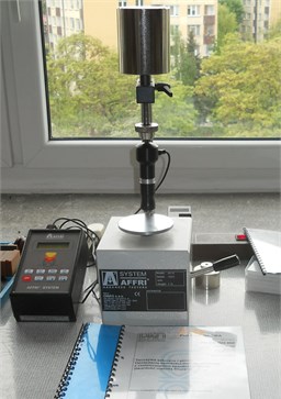 Scheme of hardness measurement stand (with the use of Shore’s method A)