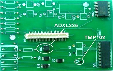 a) Front of the extension sensor board, b) back of the extension sensor board