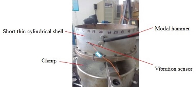 Impact measurement system for modal of cantilever circular cylindrical shells