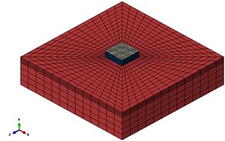 Meshed model of tank in ABAQUS software