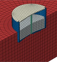 Meshed model of tank in ABAQUS software