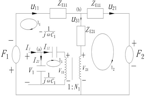 The equivalent circuit figuration of the front piezoelectric ceramic