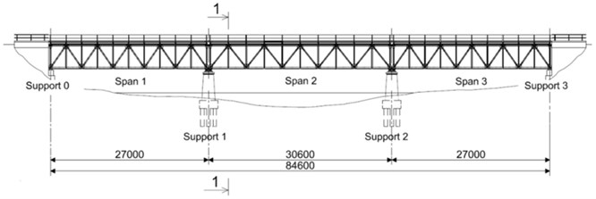 Design a) and cross-section b) of the bridge