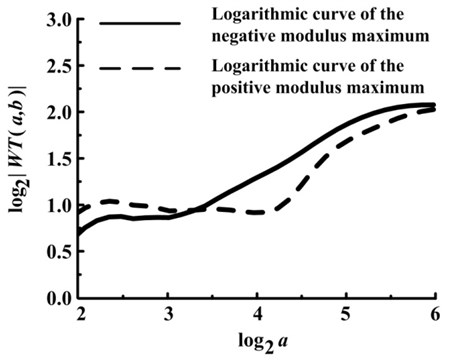 Logarithmic curves of the modulus maximum under suction valve spring fractured condition