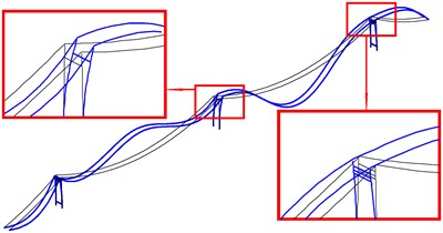 The first bending mode and torsion mode of global in-plane vibration of cable-tower system