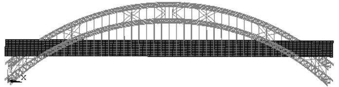 Structural model of the Yajisha CFST arch bridge