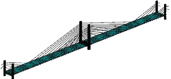 Cable-stayed bridge analysis model of three-dimensional finite element