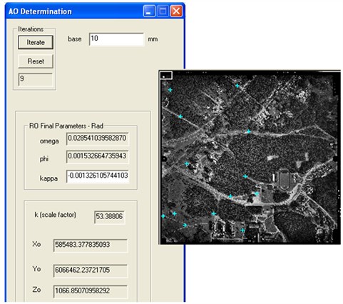 Image (left) exterior orientation parameters in DDPS software application