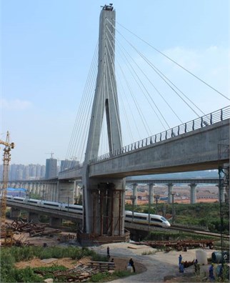 Built single tower cable-stayed bridge