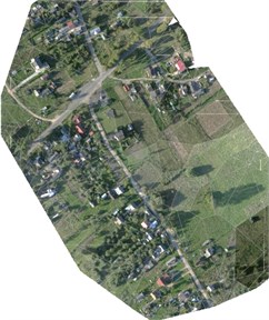 Elevation view and ortho-mosaic of village Kazbiejai project