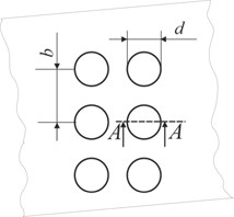 Geometric parameters of surface graphical images (illustrations) and of Braille writing: a) upper view of Braille writing: d – diameter of point of Braille writing, b – distance between points of Braille writing; b) side view of Braille writing on polymeric material (A-A): h – thickness of polymeric material, h1 – height of point of Braille writing; c) surface graphical images; d) profiles of surface elements (B-B): h – thickness of polymeric material, h1 – height of graphical element, s – width of graphical element