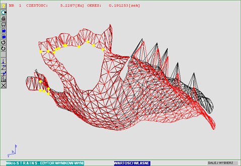 Deformation distribution under the first natural frequency