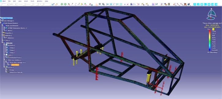 Model of buggy vehicle designed in LMS Virtual.Lab software during the virtual tests