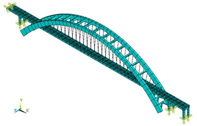 Finite element models of Zhaoqing Xijiang River Bridge with different inside oblique angles