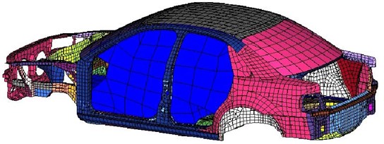 Finite element model of acoustic-structure coupling