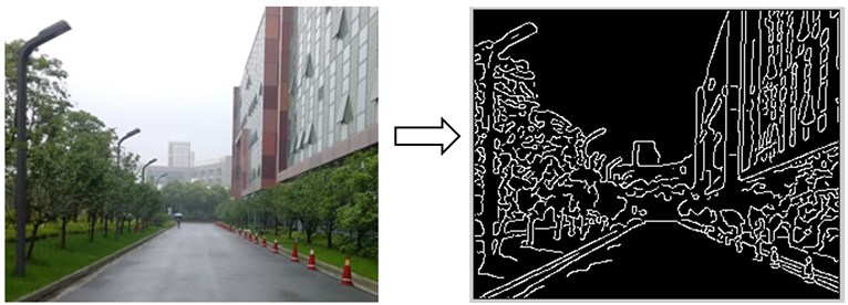 Edges highlighted using the canny edge detection algorithm