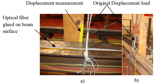 Displacement applied setup: a) measurement of displacement; b) appliance of displacement
