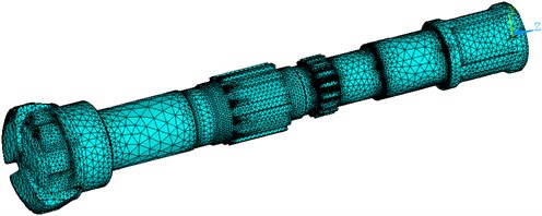 Mesh model of the piston and the drill bit