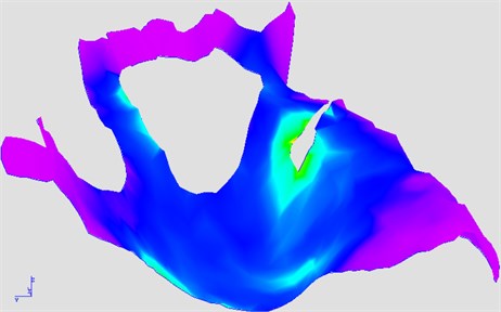 Destructive stress distribution according to Huber-Hencky-von Mises