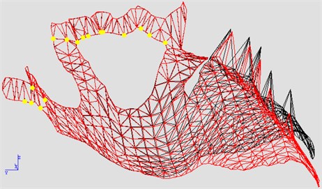 Prosthesis deformation distribution for t= 0.5 sec