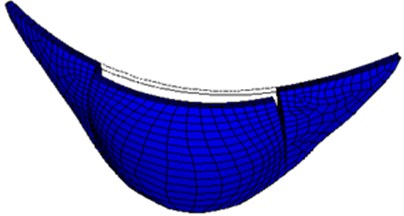 First-order mode shape of large numerical arch dam model