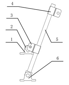 Shaking and screening mechanism:  1 – crankshaft bearing base, 2 – crankshaft,  3 – crankshaft slider, 4 – pendulum  rod slider, 5 –pendulum rod,  6 – pendulum rod base