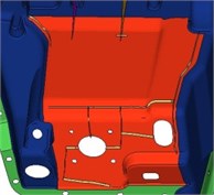 Position of some ribs in the dash panel