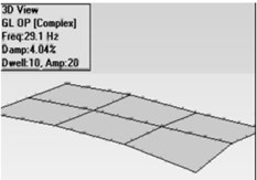 Mode shapes for bonded woven plate  a) first mode, b) second mode, c) third mode, d) fourth mode