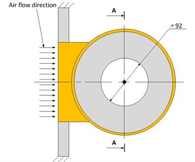 Air filter housing with installed air filter model: a) side view; b) cross section of air filter housing