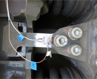 Position of accelerate sensors on the wheelset axle box of a vehicle (illustration photo)