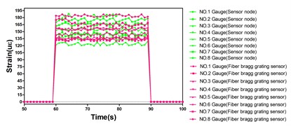 Strain monitoring results for Aircraft structure