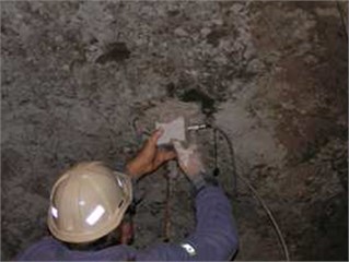 The accelerometer located on the mining corridor roof
