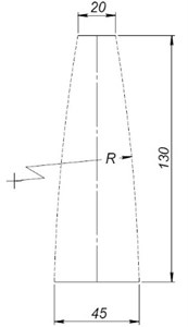 Forming waveguides – between two parallel lines arc of variable center arc is drawn:  a) close exponential shape, b) reverse close exponential shape