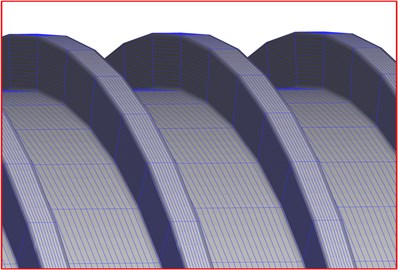 Mesh distribution for the short labyrinth seal