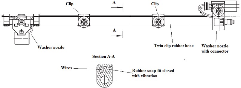 Windshield washer nozzles for heated system