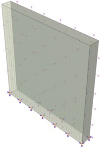 View of models: a) “RC-wall”, b) “R-V-CFRP”, c) “Intern-comp”