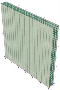 View of models: a) “RC-wall”, b) “R-V-CFRP”, c) “Intern-comp”