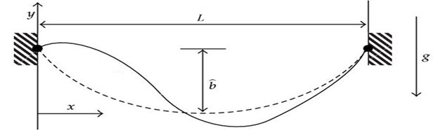 A schematic diagram of a shallow suspended cable