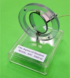 a) Prototype piezoelectric mirror and b) experimental setup