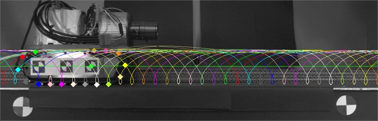 Trajectory motion of crawler track lugs calculated by the developed vision system