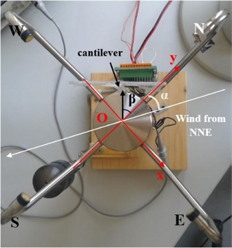 Cantilever on anemometer and wind direction