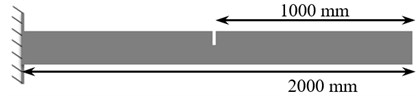 A sample of support condition and crack location in the considered beam